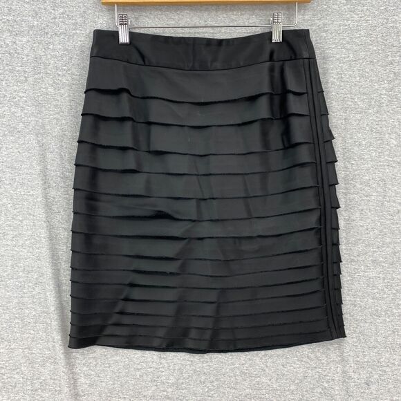 White House Black Market Dresses & Skirts - White House Black Market Skirt Womens 2 Dark Gray Satin Tiered Lined Pencil